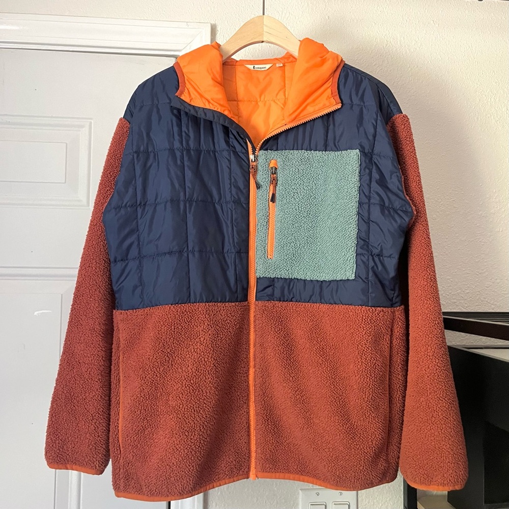 COTOPAXI rust blue colorblock fleece zip up athletic outdoors jacket‎